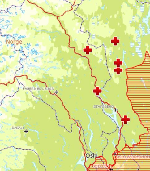 I juni har vi hatt noen skader i Jevnaker/Lunner som fortsatte over i Ringerike/Hole kommuner i Buskerud, her er det pr dato ikke felt noe dyr. Fig. 2 a og b.