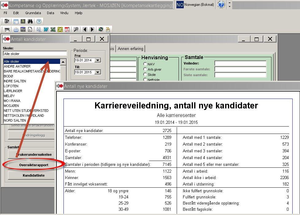 Side 15 av 16 Oversiktsrapport Alle registreringer i VigoVoksen Karrieremodulen kan hentes ut i Oversiktsrapport.