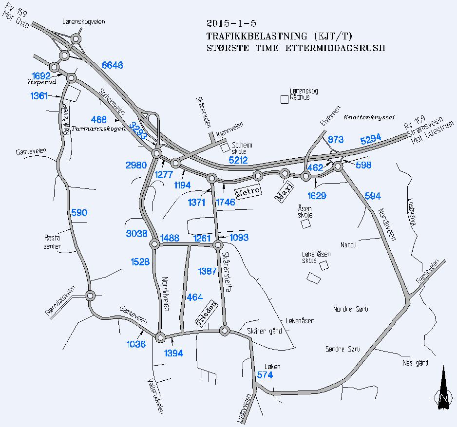 4 Avviklingsforhold i vegnettet 4.1. Beregnet trafikk i konsekvensutredningen I konsekvensutredningen ble det sett på flere trafikkmatriser og vegnett.