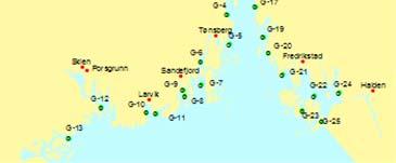 Langø ya DET NORSKE VERITAS 7.3 Fordeling av alger Kartene i Figur 7-1 viser kakediagram over fordelingen mellom antall rød-, brun- og grønnalger samt antall arter på hver stasjon.