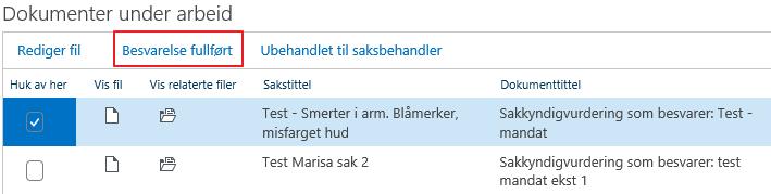 Ferdigstille en vurdering / et dokument under arbeid Når den sakkyndige vurderingen er ferdigskrevet og dokumentet er skjekket inn i 360 ( se Lagre et dokument), klikker du på teksten