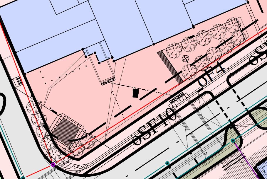 Figur 1: Detaljprosjekteringen av uteområdet sett i forhold til gjeldende plan.