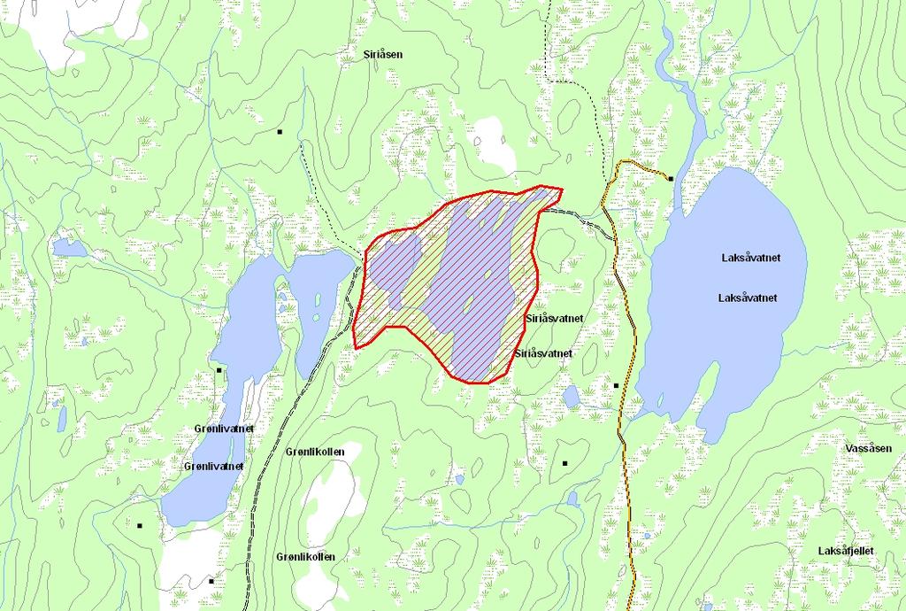 Prioritert viltområde 8 Siriåsvatnet Verdisetting A svært viktig viltområde Høyde over havet (m) 220 UTM (WGS84) 33W WS 763 018 Denne lokaliteten er et skogsvann som ligger mellom Siriåsen og