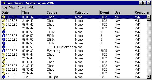 Event Monitoring 2 Bruk meny View Filter Events for å