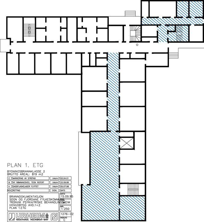 Illustrasjon: Planteikning 1. etasje, bygg 01 Hovudbygg.