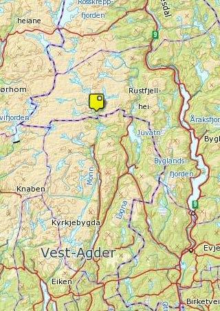 Oversiktskart Tiltaksområde. Pytten kraftverk vil få en innstallert effekt på maks 1,0 MW og er beregnet å produsere om lag 4,39 GWh i et midlere år.