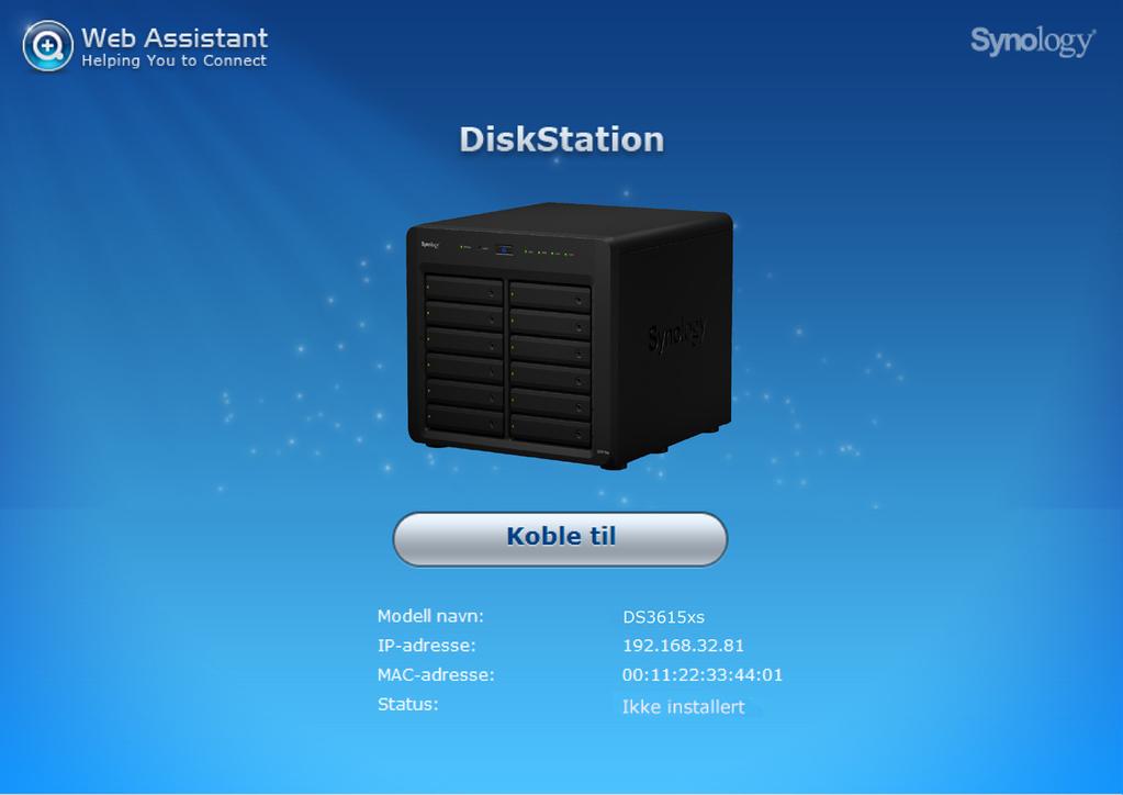 Kapittel Installer DSM på DiskStation 3 Når oppsettet av maskinvaren er fullført, installerer du DiskStation Manager (DSM) Synologys nettleserbaserte operativsystem på din DiskStation.