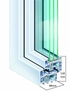 Passiv profil Blyfri «Greenline» profil 6 kammer U-verdi på profil: 0,8