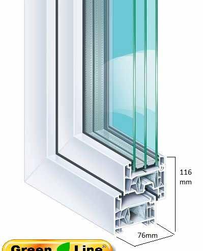 Primo 4000 (utadslående vinduer) Blyfri «Greenline» profil 5 kammer U-verdi på