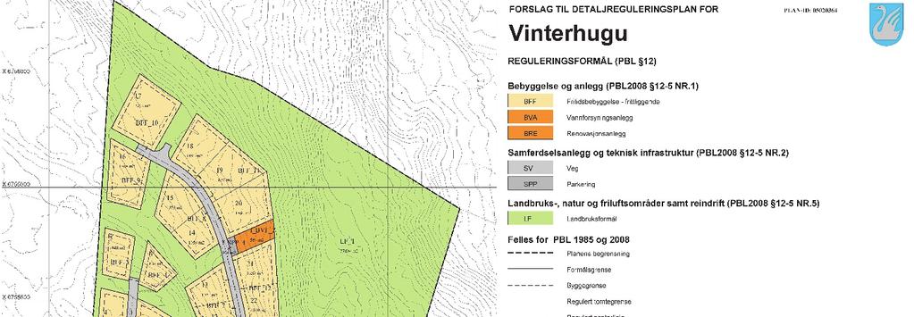 Reguleringsplankart for Vinterhugu, IOT Areal+ AS Målestokk her 1:5000, original målestokk 1:2000 i A3-format 4.