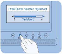 Økt levetid for skjermen, som fører til færre utgifter PowerSensor-innstillinger Standardinnstillinger Som standardinnstillingen, Innstilling 3, PowerSensor er designet til å registrere brukerens