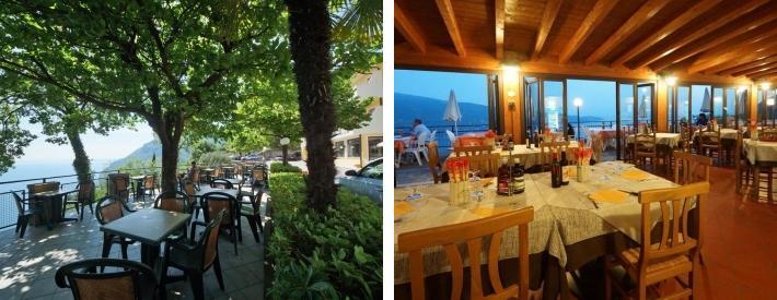 Ved hotellets utendørsbassenger finner serveres pizza, pasta og havets spesialiteter på den flotte terrassen med utsikt over sjøen.