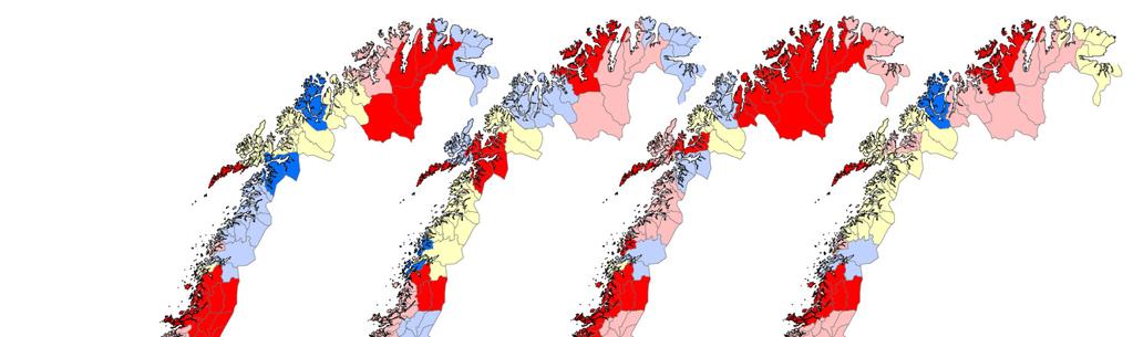 Regionale mønstre Figur 22: Etableringsaktiviteten i regionene i årene -. De tre ulike indikatorene for etablering viser i stor grad det samme mønsteret, men med noen nyanser.