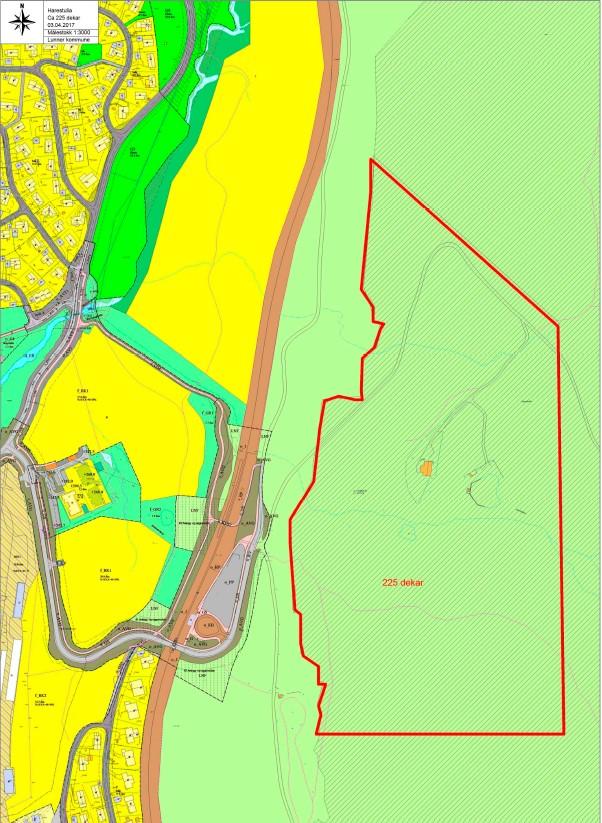Kartutsnittet under er del av høringsdokumentet og viser det arealet i Lunner kommune som vurderes tatt ut av markaloven i denne høringssaken. 3.