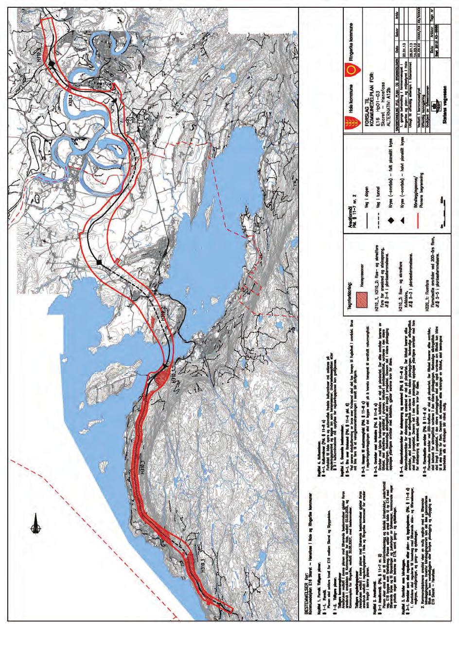 E16 Skaret Hønefoss 17 Forslag til kommunedelplankart for alternativ A12b i blå korridor Figur 4: