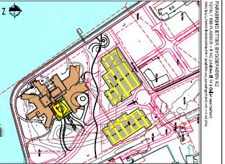 Disposisjoner av området etter byggeprosjektet (NOBS) Det vil etter at nytt tilbygg er realisert være nødvendig, både på kort og lang sikt, å ha etablert et hensiktsmessig parkeringstilbud for