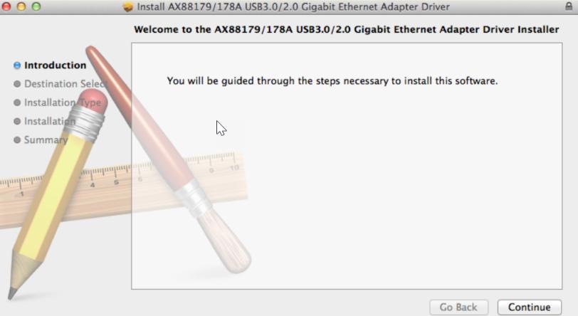 fjernes når Mac OSX systemet restartes). 2. Klikk på "AX88179_178A_vx.