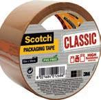 EMBALLASJETAPE SCOTCH CLASSIC Tåler mye. 50mmx50m.Polypropylen PVC fri. 36 stk i krt.