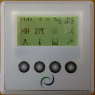 «Utropstegn» og blinkende vifteblad indikerer at fuktighet registrert over sensor er høyere en innstilt