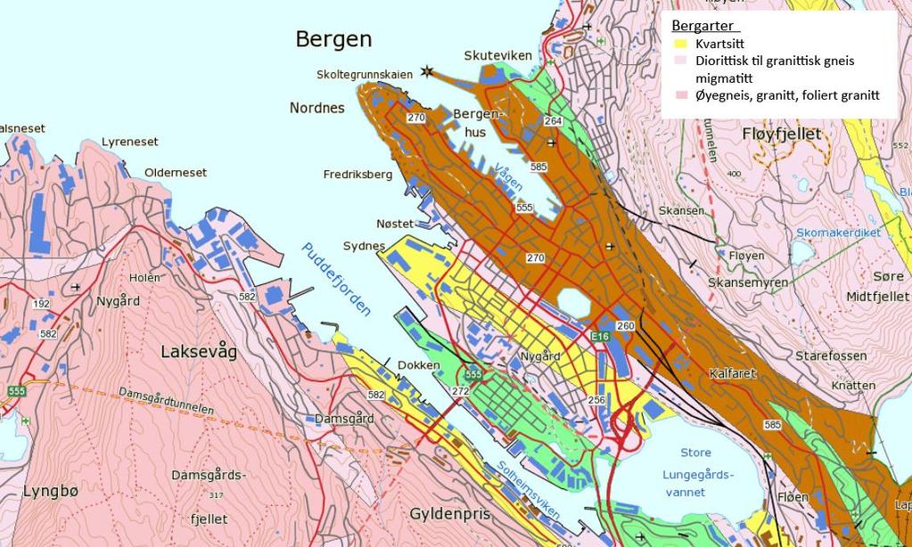 2 PLANOMRÅDET I DAG Beskrivelse av området Planområdet ligger innenfor bydelene Laksevåg og Årstad i Bergen kommune.