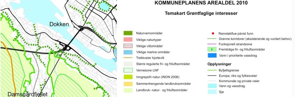 Grønne korridorer Kommuneplanens temakart for grøntfaglige interesser, figur 24, viser at det er flere grønne korridorer innenfor og i nær tilknytning til planområdet.