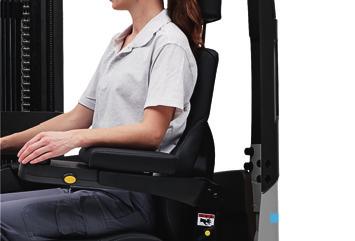 skuldre, uansett kjøreretning. Ergonomisk førerstol 75 % av førerens kroppskontakt med trucken er gjennom setet.