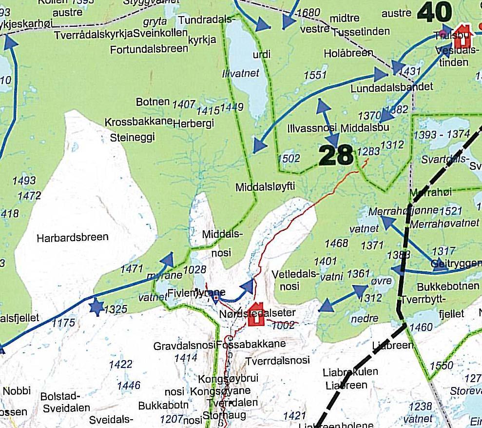 6 Utsnitt av villreinens bruk avområdet (Bevanger m.fl. 2007) Dei enkelte tiltaka/inngrepa Tilløpstunnel og avløpstunnel vil ikkje påverke reinen etter utbygginga.