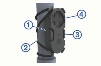 MERK: Garmin anbefaler et dreiningsmoment på 0,8 N/m (7 pund per tomme). Kontroller skruens tilstramming regelmessig. 6 Juster tappene på baksiden av enheten etter hakkene på setestangbraketten Â.