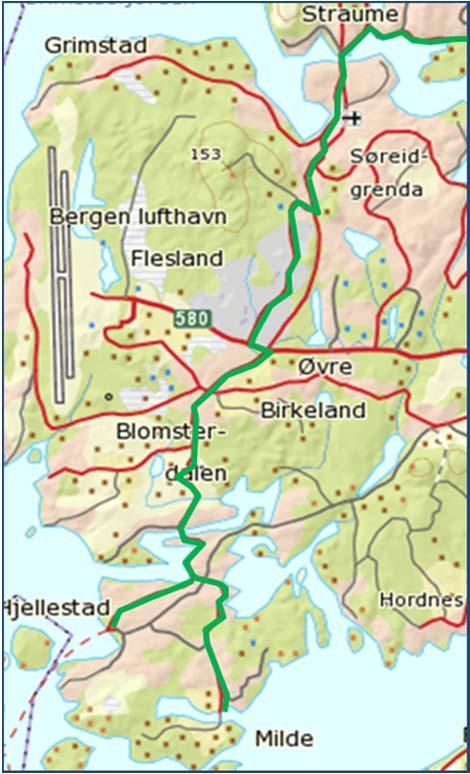 områder i Bergen. De viktigste rutene i denne sammenheng er: Rute 51 Milde/ Hjellestad Rute 56/57 Espeland/ Flesland.