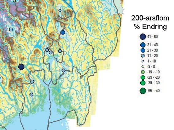 KLIMAPROFIL OSLO OG AKERSHUS Observerte endringer Basert på utvalgte målestasjoner er det beregnet at årsvannføringen i Oslo og Akershus i perioden 1985-2014 var noe større enn i perioden 1971-2000.