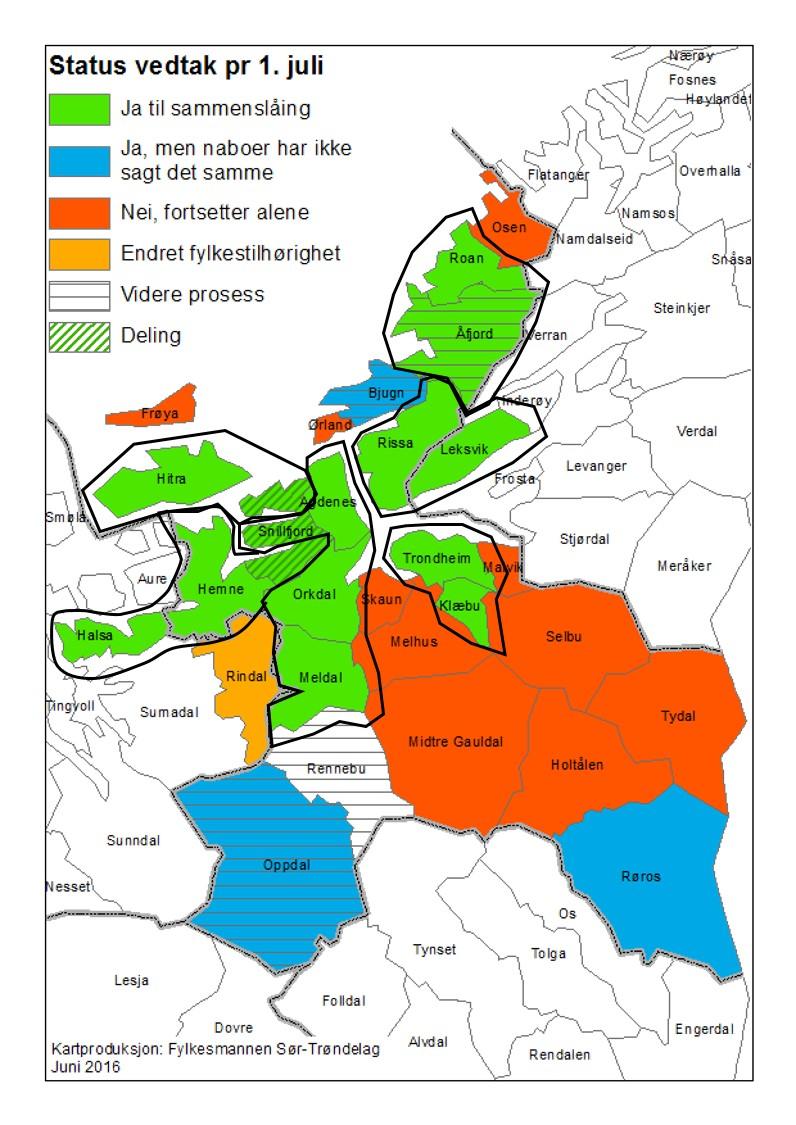 Innholdet i Fylkesmannens vurderinger 1. Vedtak om sammenslåinger 2. Enkeltkommuner 3. Prosesser i god gjenge 4. Regioner som bør jobbe videre 5.