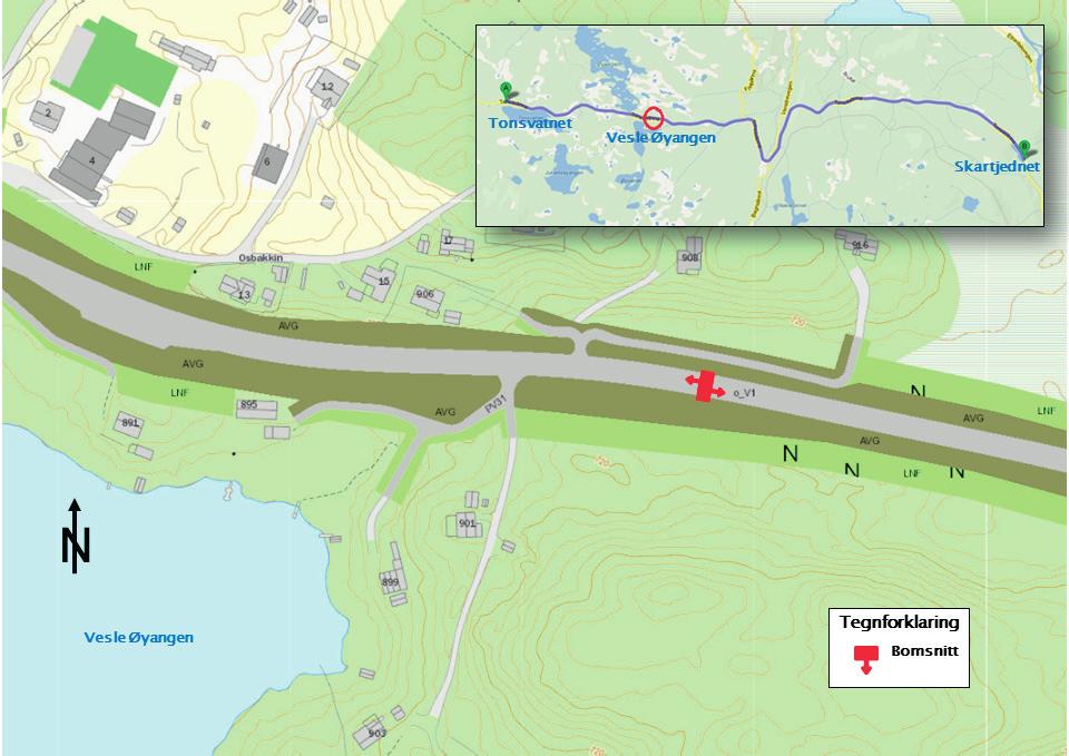2016 2017 Prop. 171 S 5 Figur 5.1 Plassering av bomstasjonen ved Vesle Øyangen.