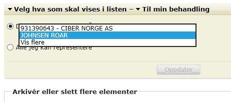 Man får nå opp virksomhetens meldingsboks. Når man har lest aktuelle meldinger (se kap. 4.2.) logger man ut av Altinn ved å klikke på "Logg ut" øverst i høyre hjørne.