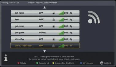 Trådløs tilkobling Har du ikke tilgang til bredbåndsmodem eller trådløs ruter i nærheten av tv-uttaket, kan du benytte Mikro+ for trådløs tilkobling til hjemmenettet.