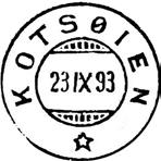 KOTSØY KOTSØIEN poståpneri, på jernbanestasjonen, i Singsaas herred, ble inntil videre underholdt fra 01.10.1893. Navnet ble fra 01.10.1921 endret til KOTSØY.