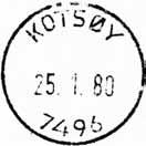 12.1923 Registrert brukt fra 31 VIII 96 TB til 10 V 20 IWR Stempel nr. 2 Type: SL Utsendt 28.11.1923 KOTSØY Innsendt?
