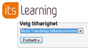 Velg igjen «Nord-Trøndelag fylkeskommune» fra rullemeny og trykk Fortsett. Neste steg er da å skrive brukernavn og passord.