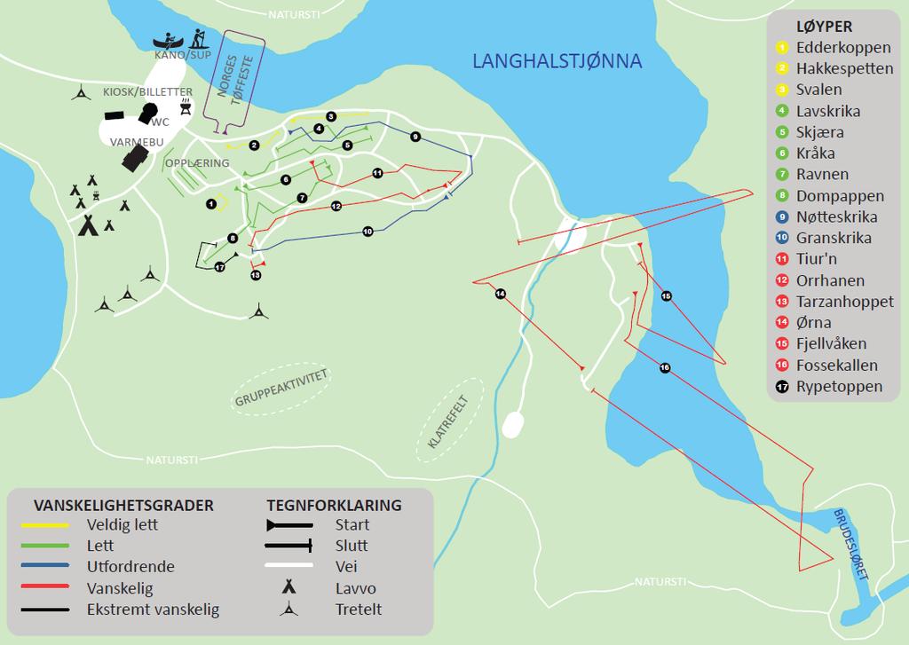 Det er også en natursti fra Teveltunet og inn til Brudesløret, samt at det fra svensk side går en tursti ned til Brudesløret (Figur 3). Disse stiene utgjør ikke en del av Rypetoppens anlegg.