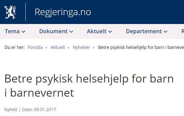 Pressemelding 09.01.2017 Egen helseansvarlig på institusjonene.