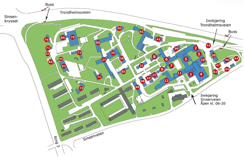 Lokalisering av enheter ved Aker universitetssykehus HF