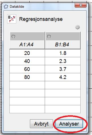 velger vi å utføre lineær regresjon.