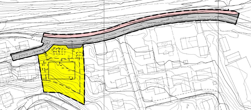 Beskrivelse av planforslaget: Med en sentral beliggenhet, er tomta egnet for en fortettet boligbygging. Planforslaget viser en utbygging med en lavblokk i tre etasjer, samt underetasje med parkering.