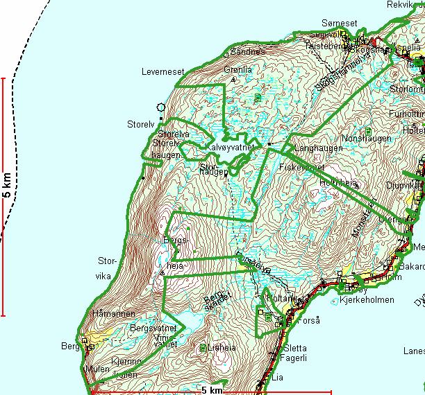 Vald nr 17 Dyrøya ytre hadde tidligere et tellende areal på 15 339 dekar. På det nye kartet er tellende areal målt til 15 496 dekar.