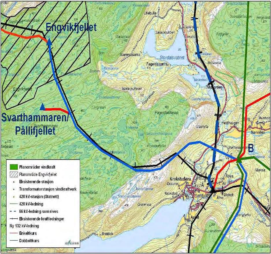 eller B vil løsningen bli som beskrevet for full utbygging på Svarthammaren/ Pållifjellet/Engvikfjellet i kapittel 4.1.