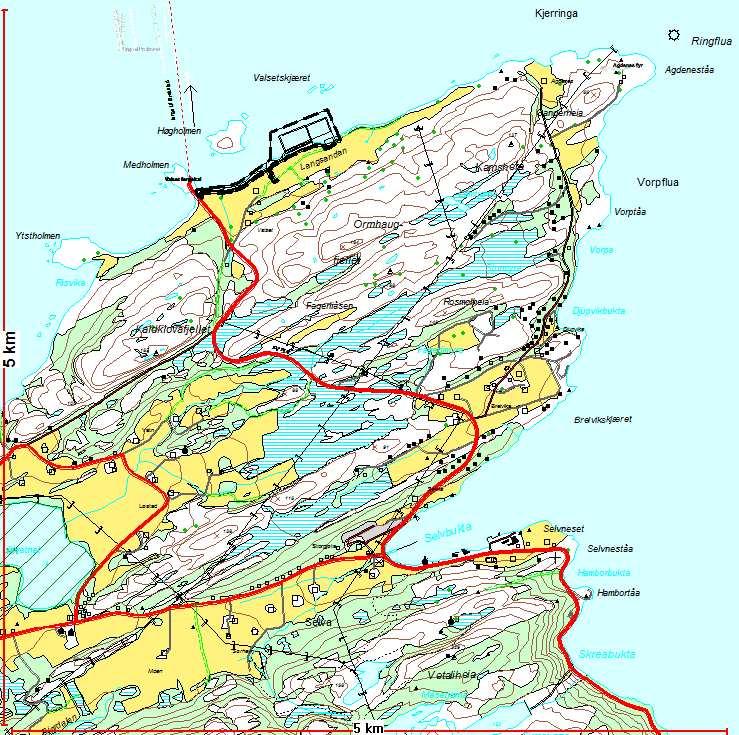 Oversiktskart, lokalisering av Valset marina øst for Valset fergekai i Agdenes. Plan og fremdrift Det er utarbeidet en planskisse som et utgangspunkt for videre plan og utredningsarbeid.