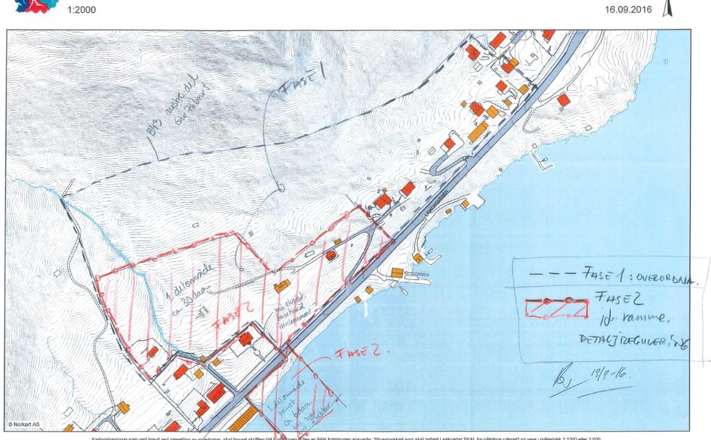 Side 4 av 6 I fase 2: I denne fasen skal vi ut arbeide ein detaljreguleringsplan for 1. byggetrin av bustadfeltet samt nytt naustområde.