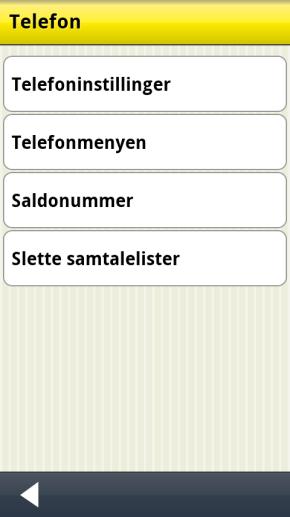 For å komme til innstillingene for Telefon velger man Telefon på side 2.