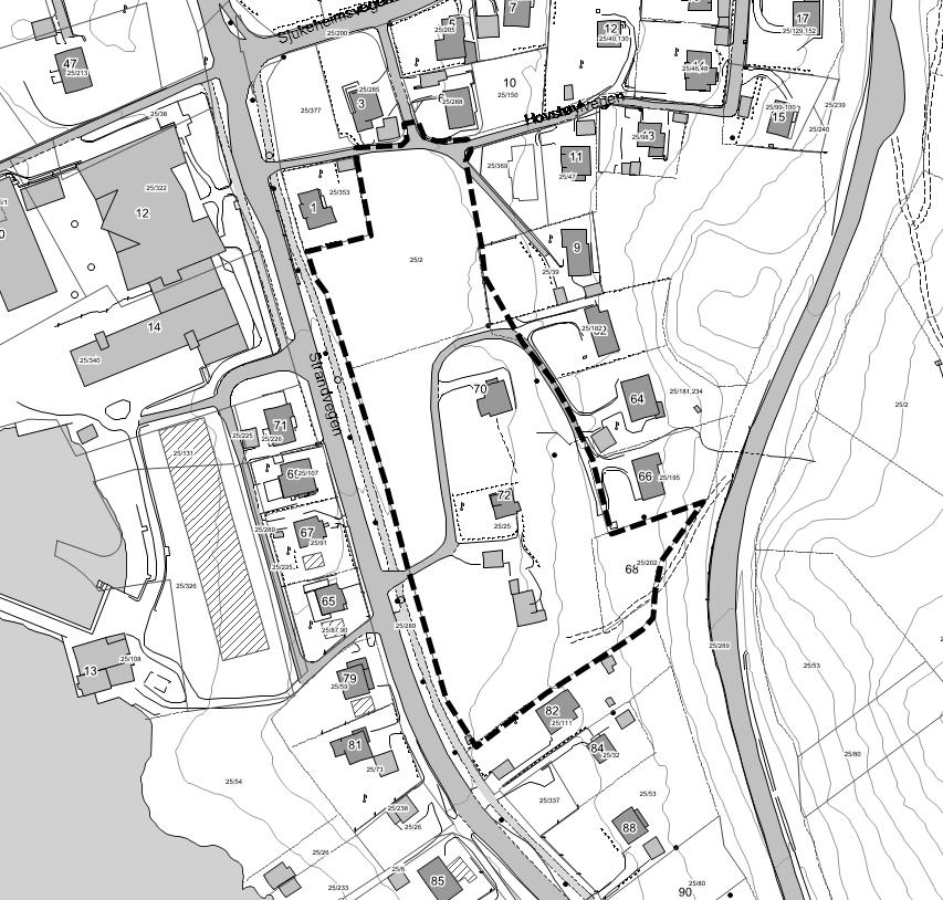 Side 2 av 6 Planområde: Planområdet er på om lag 15 daa, og omfattar eigedomar innanfor vist plangrense, jf. kartutsnitt under. Plangrensa er godkjent av kommunen.