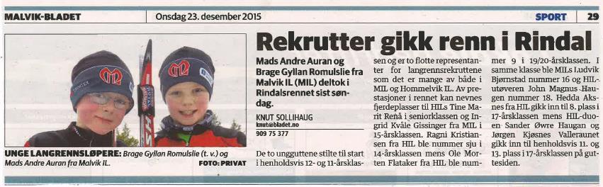 Malvik Ski i media 2016 Viser