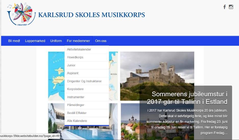 Hjemmeside www.karlsrudmusikkorps.